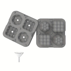 Ice Cube Mold Silicone Tray with Lid Stackable