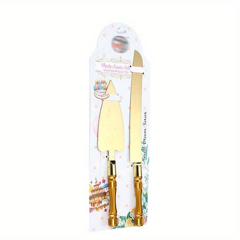 2pcs Wedding Cake Set Stainless Steel Blade and Acrylic Faux Crystal Handle