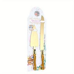 2pcs Wedding Cake Set Stainless Steel Blade and Acrylic Faux Crystal Handle