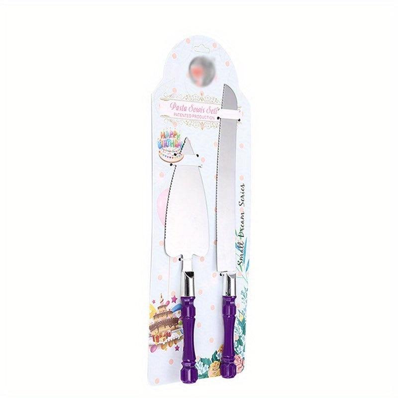 2pcs Wedding Cake Set Stainless Steel Blade and Acrylic Faux Crystal Handle
