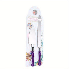 2pcs Wedding Cake Set Stainless Steel Blade and Acrylic Faux Crystal Handle