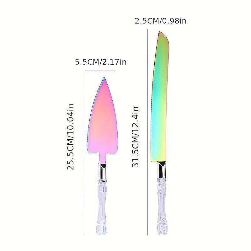 2pcs Wedding Cake Set Stainless Steel Blade and Acrylic Faux Crystal Handle