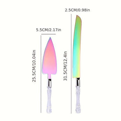 2pcs Wedding Cake Set Stainless Steel Blade and Acrylic Faux Crystal Handle