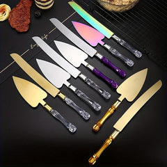 2pcs Wedding Cake Set Stainless Steel Blade and Acrylic Faux Crystal Handle