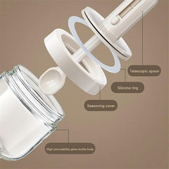 Glass Seasoning Jar With Retractable Spoon Lid