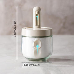 Glass Seasoning Jar With Retractable Spoon Lid