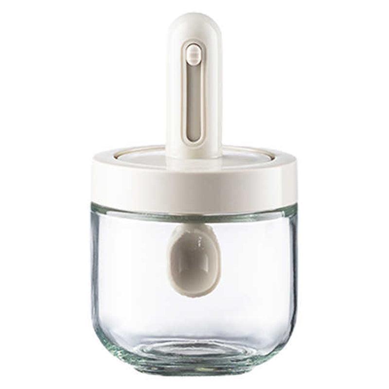 Glass Seasoning Jar With Retractable Spoon Lid