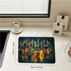 Rubber Square Placemat Absorbent Drain Pad Dish Drying Mat