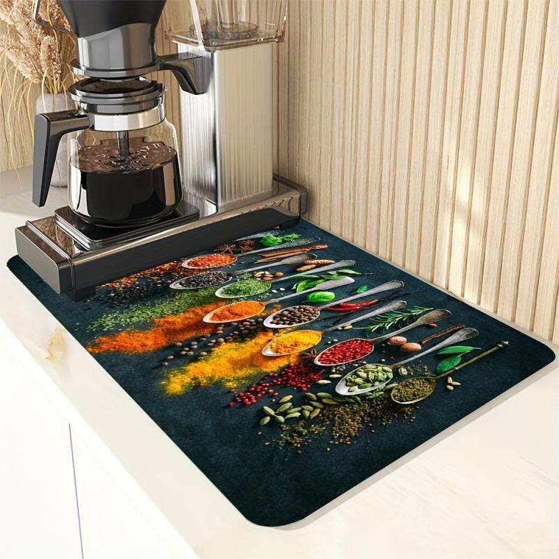 Rubber Square Placemat Absorbent Drain Pad Dish Drying Mat