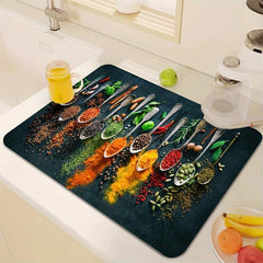 Rubber Square Placemat Absorbent Drain Pad Dish Drying Mat