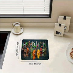 Rubber Square Placemat Absorbent Drain Pad Dish Drying Mat
