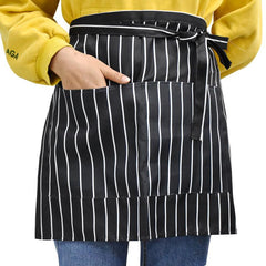 2pcs Stripe Waist Apron Short with Pockets for Home Kitchen