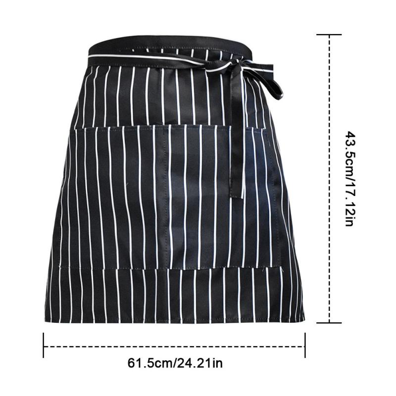 2pcs Stripe Waist Apron Short with Pockets for Home Kitchen