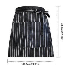 2pcs Stripe Waist Apron Short with Pockets for Home Kitchen