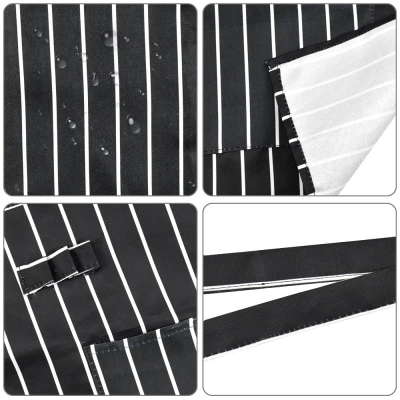 2pcs Stripe Waist Apron Short with Pockets for Home Kitchen