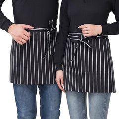 2pcs Stripe Waist Apron Short with Pockets for Home Kitchen