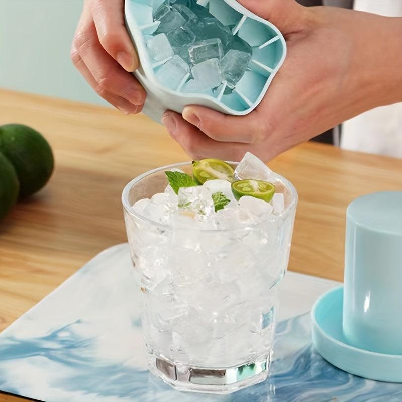 Ice Cube Mold Silicone Cylinder Ice Bucket ABS Lid Release Ice Cubes