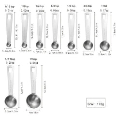 9pcs Stainless Steel Measuring Spoons Set Metric/US Measurements