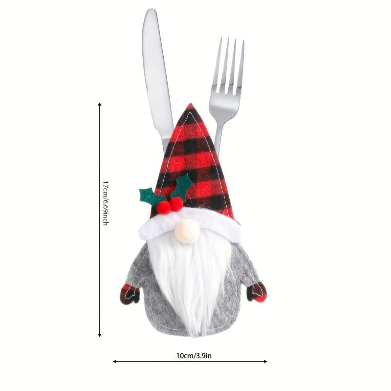 2pcs Christmas Tableware Storage Bag Gnome And Fork Storage Bag