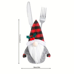 2pcs Christmas Tableware Storage Bag Gnome And Fork Storage Bag