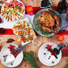 2pcs Christmas Tableware Storage Bag Gnome And Fork Storage Bag