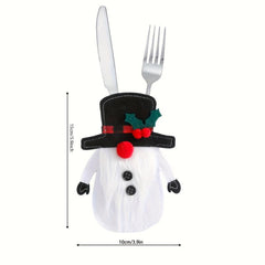2pcs Christmas Tableware Storage Bag Gnome And Fork Storage Bag