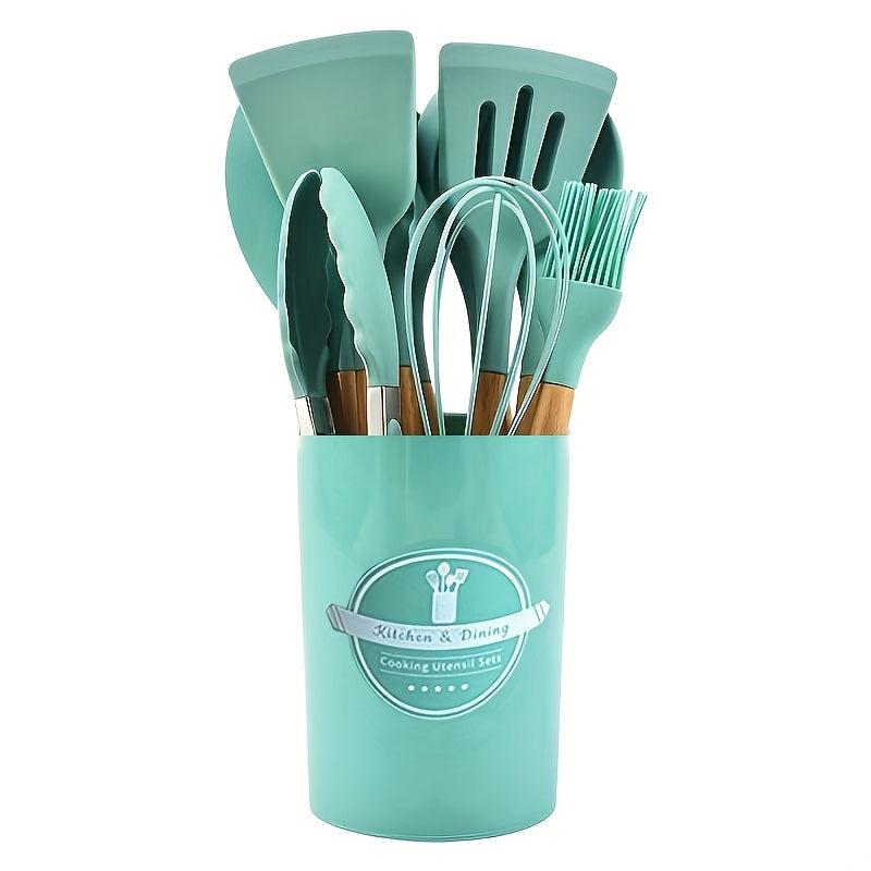 12pcs Silicone Spatula Wooden Handle Kitchen Tool Set