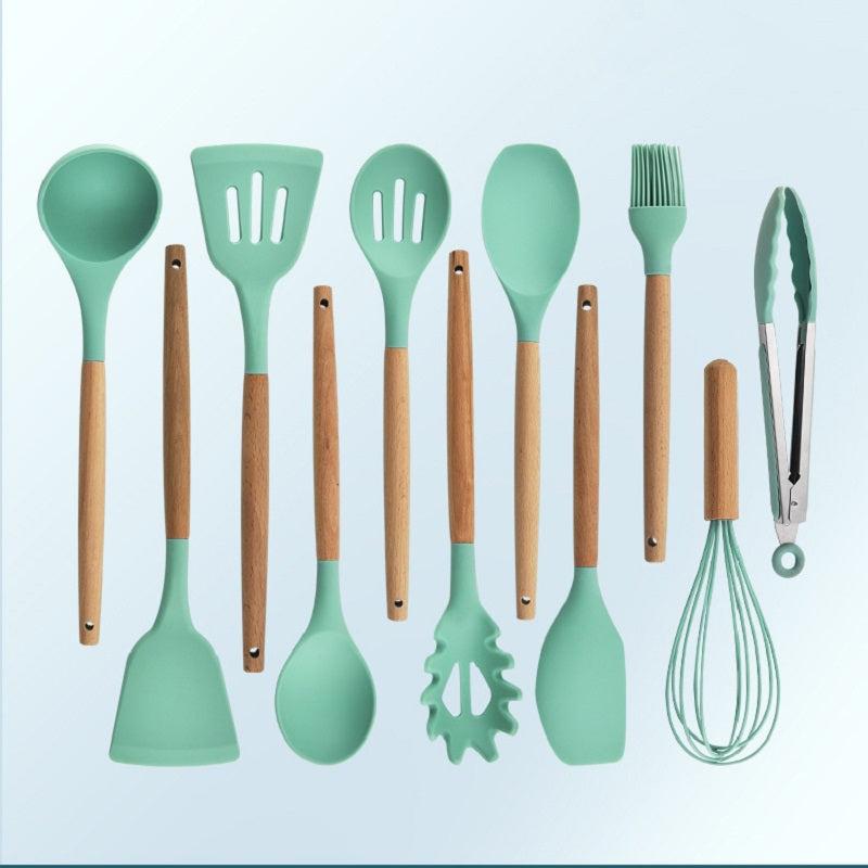 12pcs Silicone Spatula Wooden Handle Kitchen Tool Set