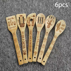 6pcs Halloween Christmas Bamboo Kitchen Utensils Set Non-stick Cooking Tools