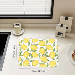 Rubber Dish Drying Mat Lemon Small Fresh Style Washstand Drain Mat