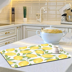 Rubber Dish Drying Mat Lemon Small Fresh Style Washstand Drain Mat