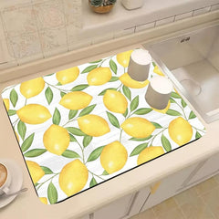 Rubber Dish Drying Mat Lemon Small Fresh Style Washstand Drain Mat