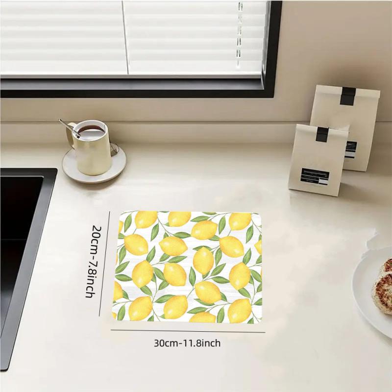 Rubber Dish Drying Mat Lemon Small Fresh Style Washstand Drain Mat