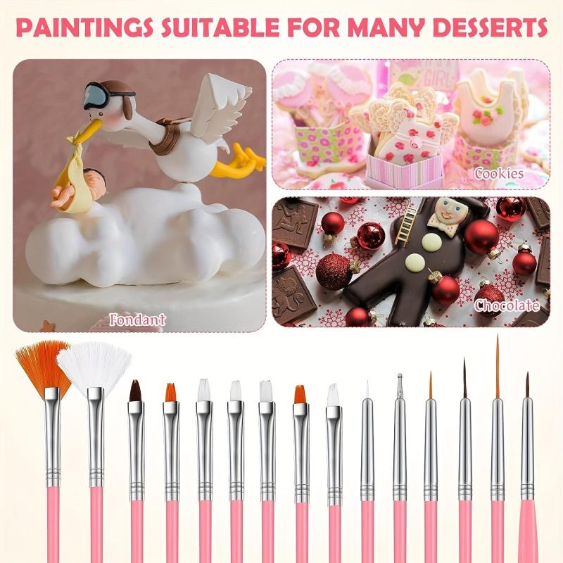15pcs Cake Decorating Brushes Food Paint Brush Fondant Cookie Brushes