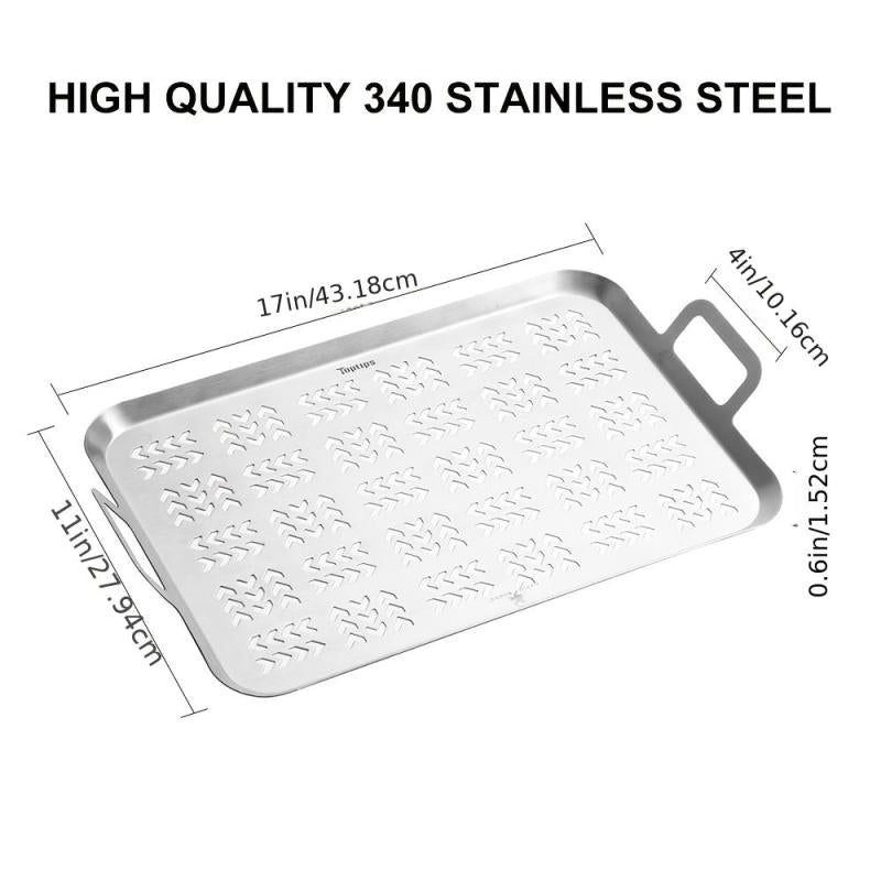 Stainless Steel Non Stick BBQ Tray with Handles