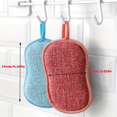 2-in-1 Dish Cloths Sponge for Tableware Cleaning with Hanging Loop