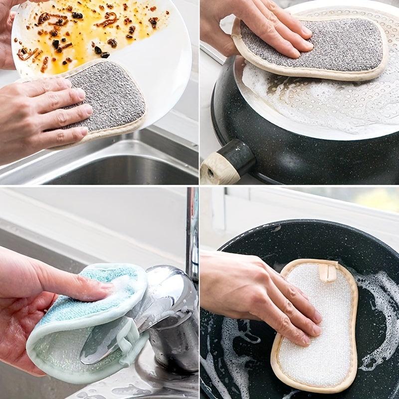 2-in-1 Dish Cloths Sponge for Tableware Cleaning with Hanging Loop