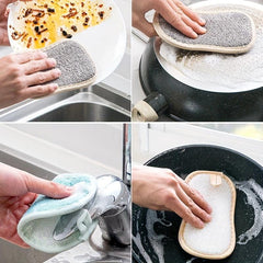 2-in-1 Dish Cloths Sponge for Tableware Cleaning with Hanging Loop
