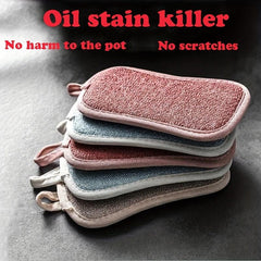 2-in-1 Dish Cloths Sponge for Tableware Cleaning with Hanging Loop
