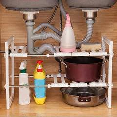 Adjustable Double Layer Under Sink Storage Organizer for Kitchen and Bathroom