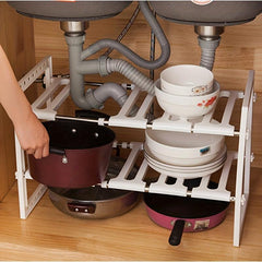 Adjustable Double Layer Under Sink Storage Organizer for Kitchen and Bathroom