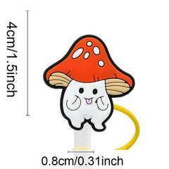 16pcs Cartoon Straw Tips Cover, Silicone Aniame Reusable Drinking Straw Toppers