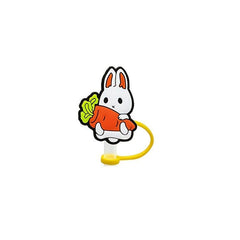 16pcs Cartoon Straw Tips Cover, Silicone Aniame Reusable Drinking Straw Toppers