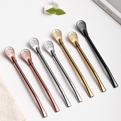 2-in-1 Metal Drinking Straw Spoon for Yerba Mate Tea Coffee