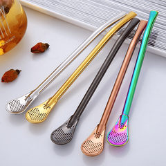 2-in-1 Metal Drinking Straw Spoon for Yerba Mate Tea Coffee
