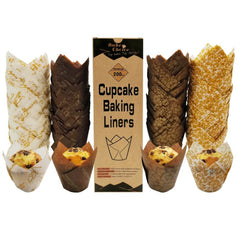 200 Tulip Cupcake Liners - 4 Fancy Designs - Parchment Paper Standard Size