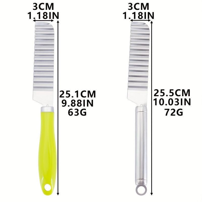 Stainless Steel Crinkle Cutter with Handle for Potatoes Carrots - Kitchen Gadget