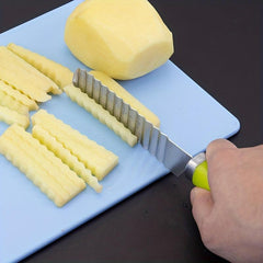 Stainless Steel Crinkle Cutter with Handle for Potatoes Carrots - Kitchen Gadget