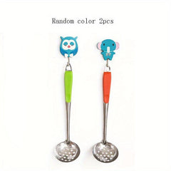 2pcs Long Handle Soup Spoon Stainless Steel Colander Spoon