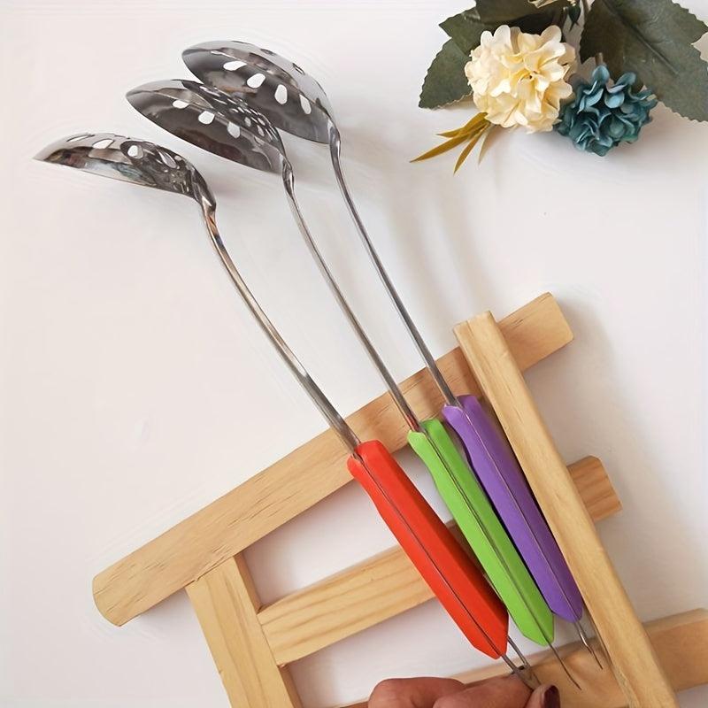 2pcs Long Handle Soup Spoon Stainless Steel Colander Spoon